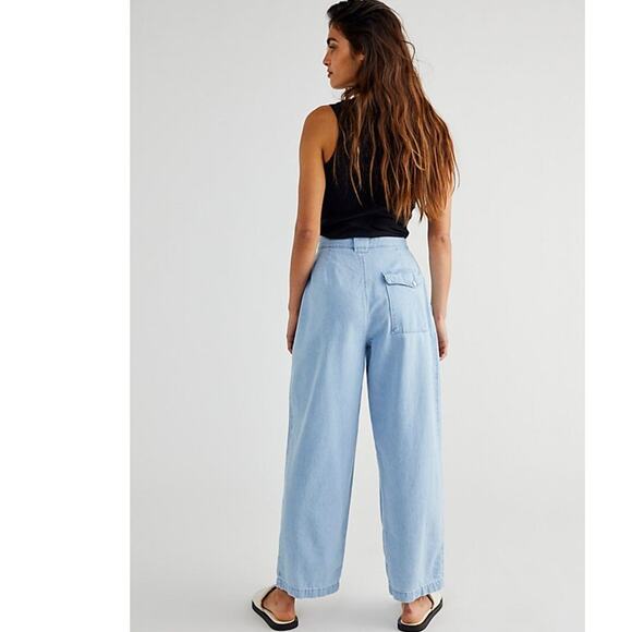New Free People x Closed Ivo Jeans $345 SIZE 32 Light Blue Straight Wide-Leg - Picture 3 of 6